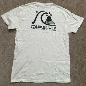 Quiksilver White and Black Logo Men's Tee